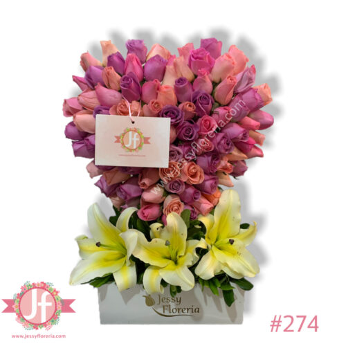 Corazón de 100 rosas rositas