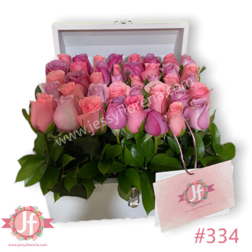 Cofre de 40 rosas rositas