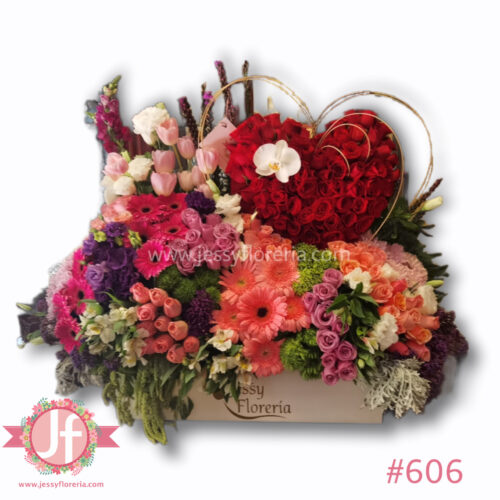 Caja con corazón rojo Alegría rosada