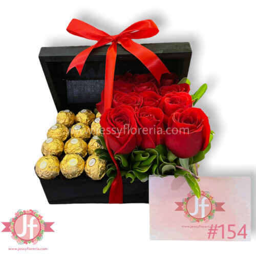 Cofre chico de rosas y chocolates