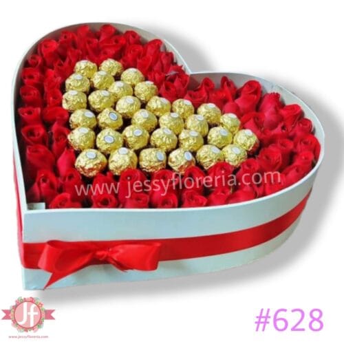Corazón 65 rosas y 32 ferreros