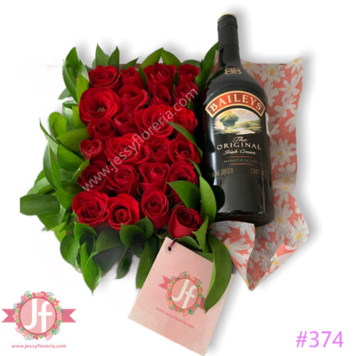 Caja 24 rosas rojas con Baileys - Image 2