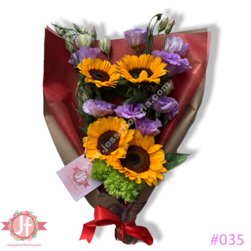 Ramo Girasoles Lisianthus y Greentex