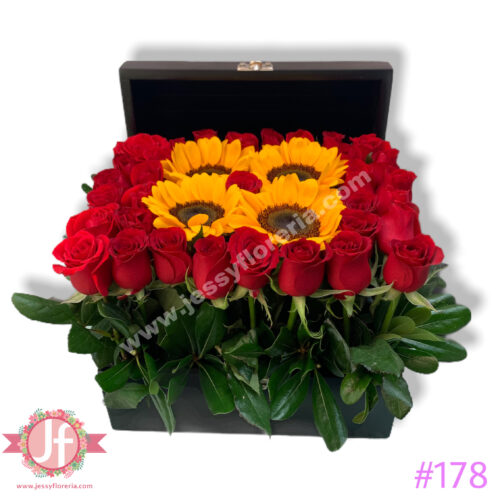 Cofre rosas y girasoles
