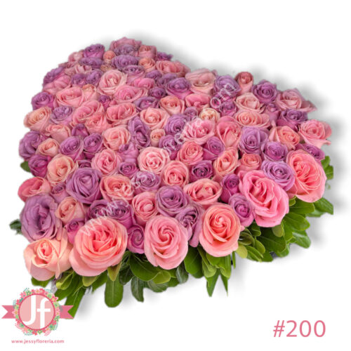 Caja corazón con 100 rosas rositas - Image 2