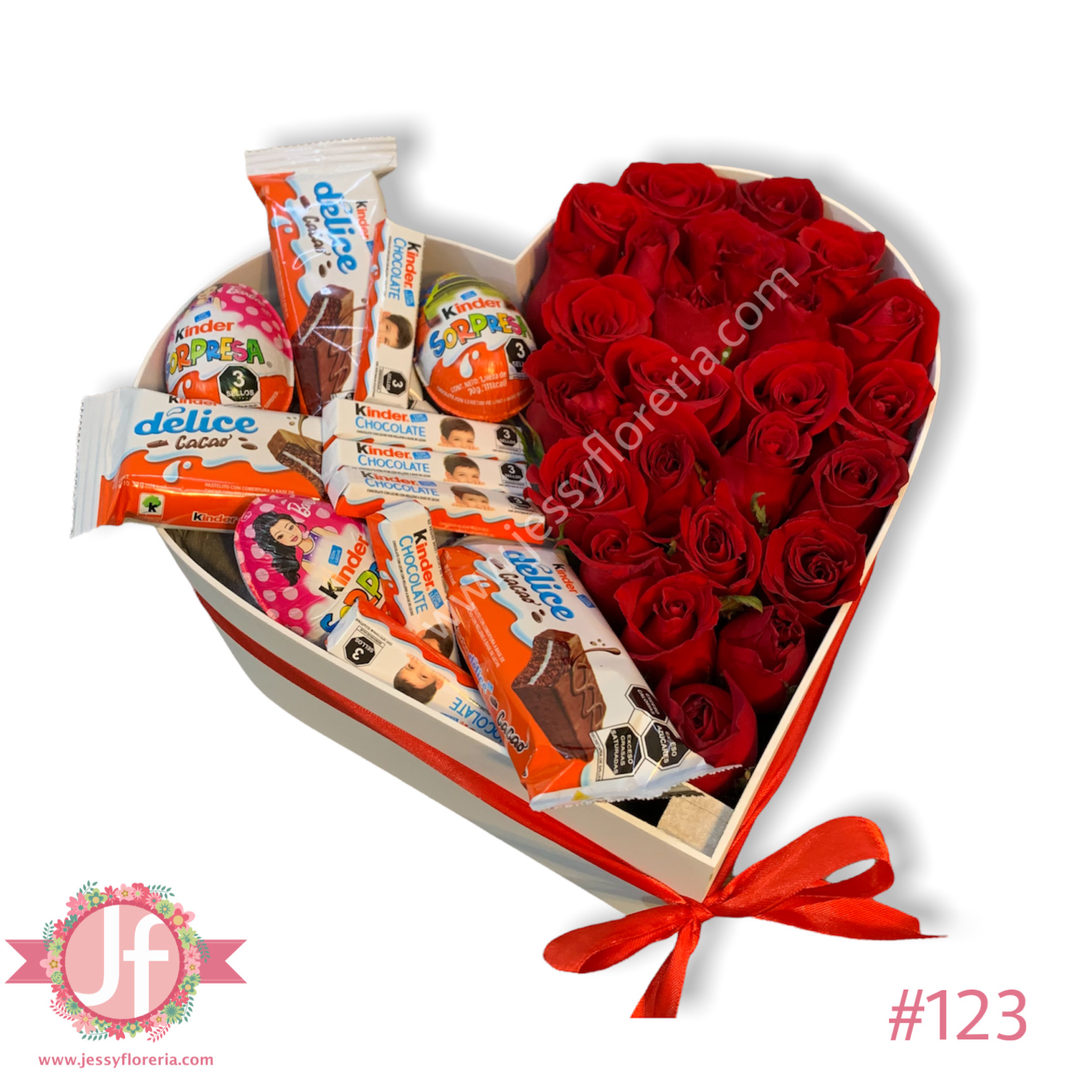 Corazón 25 rosas Kinder
