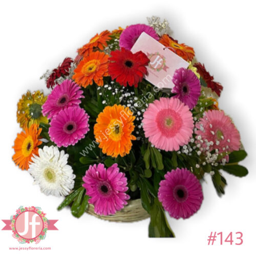 Canasta con 25 gerberas