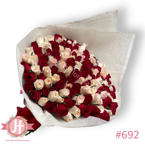 Ramo de 200 rosas rojas y blancas