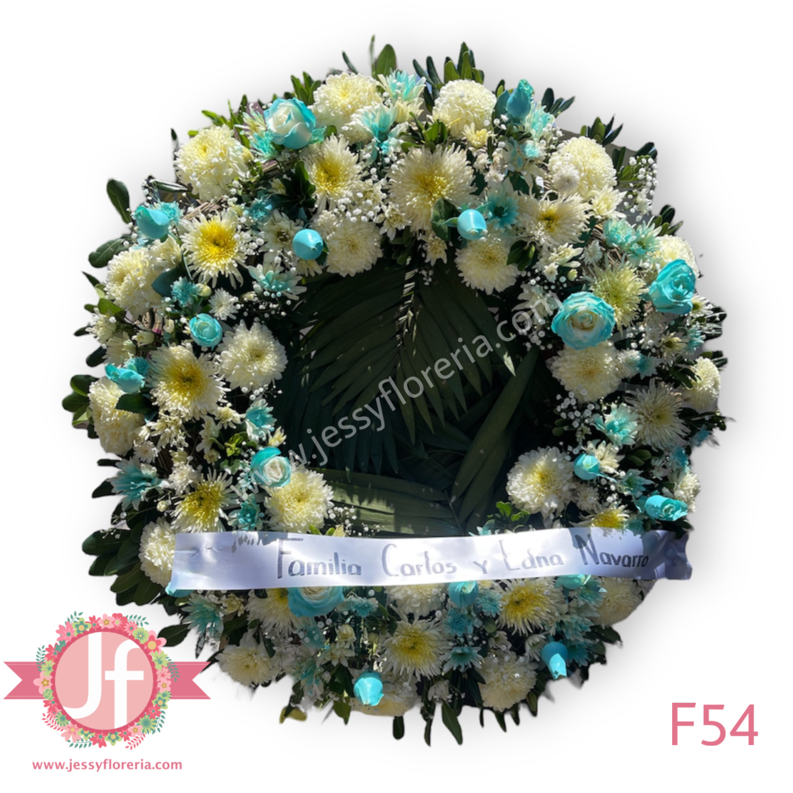 Corona surtida de rosas azules