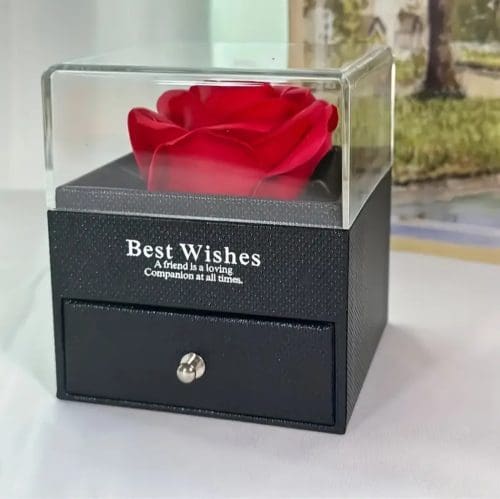 Caja con rosa y collar en forma de corazón - Pedir con un día de anticipación - Complemento a tus flores - Image 2