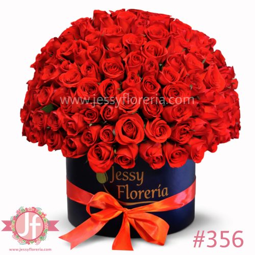 Caja circular con 100 rosas rojas frescas para envío de flores a domicilio en Guadalajara, Zapopan y zona metropolitana.