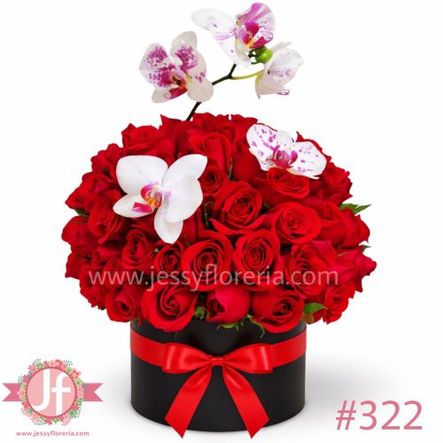 Imagen de esfera floral con 50 rosas y orquídeas frescas, arreglo elegante y original perfecto para aniversarios, cumpleaños y ocasiones especiales con envío de flores a domicilio en Guadalajara.