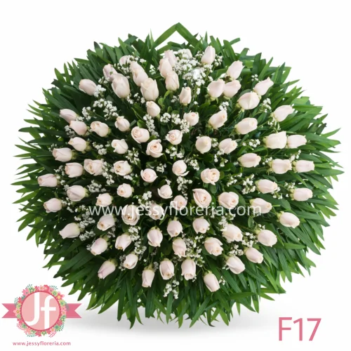 Corona de 100 rosas blancas frescas para envío de coronas funerarias a domicilio en Guadalajara, Zapopan y zona metropolitana.