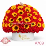 caja con 200 rosas y 45 girasoles arreglo floral gigante en Guadalajara