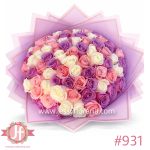 ramo de 100 rosas lilas blancas y rosadas arreglo floral en Guadalajara