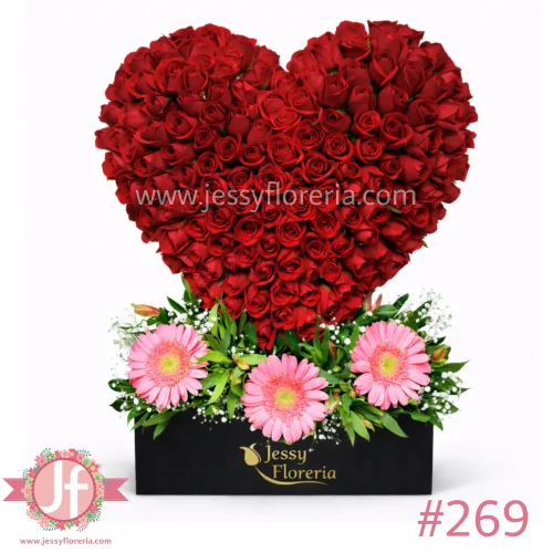 Corazón floral con 200 rosas rojas frescas para regalar amor y pasión en aniversarios y fechas especiales.