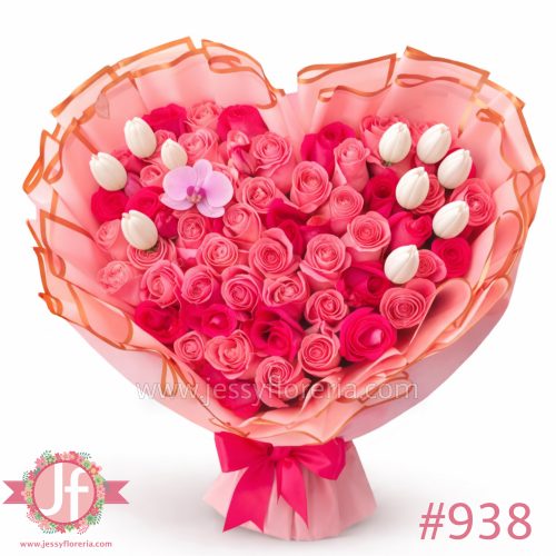 ramo corazon 60 rosas 10 tulipanes orquidea arreglo floral Guadalajara