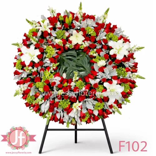 corona funeraria 200 rosas rojas en tripie Guadalajara