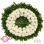 corona floral blanca funeral arreglo funerario en Guadalajara