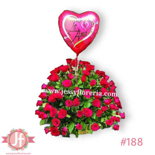 Canasta de 120 rosas y globo
