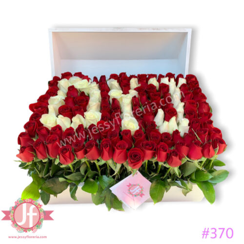 Cofre 130 rosas con letras