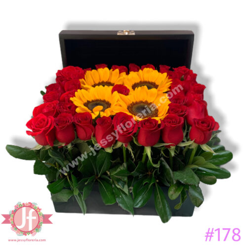 Cofre rosas y girasoles
