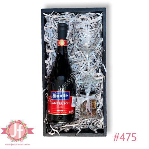 Caja Lambrusco, botana y copa - Complemento a tus flores