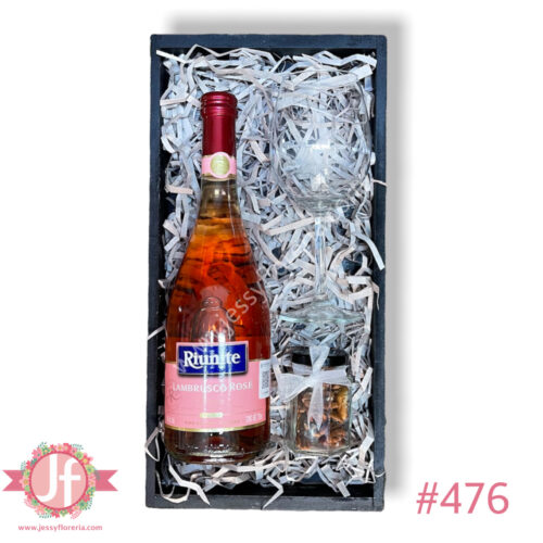 Caja Lambrusco Rosa, botana y copa - Complemento a tus flores