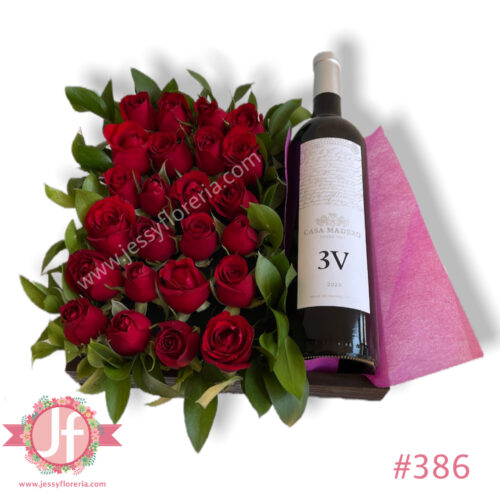 Caja 24 rosas vino 3V