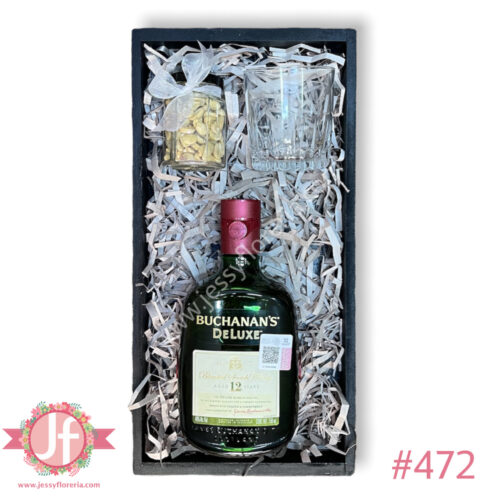 Caja Buchanan´s, botana y vaso - Complemento a tus flores