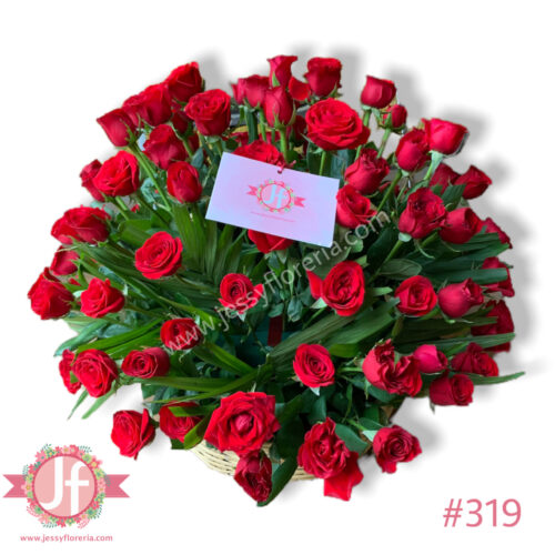 Canasta de 100 rosas rojas