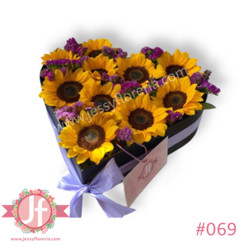 Caja corazón girasoles