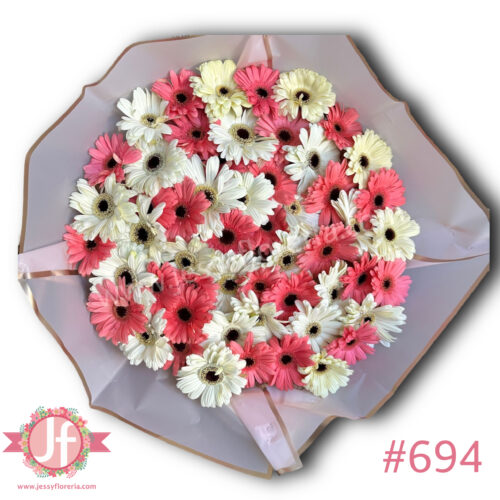 Ramo de 50 gerberas blancas y rosas