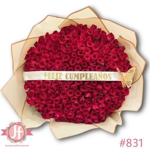Maxi ramo de 250 rosas rojas con listón y mariposa – Pedir con un día de anticipación