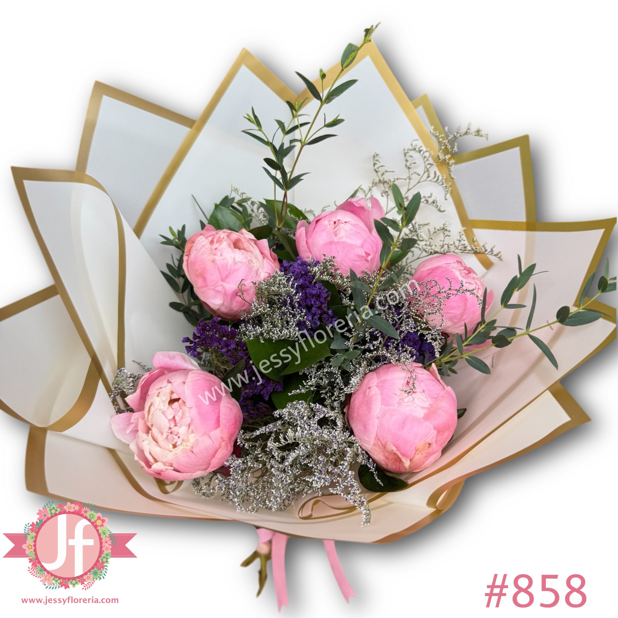 Bouquet 5 peonias – Pedir con una semana de anticipación $4,680