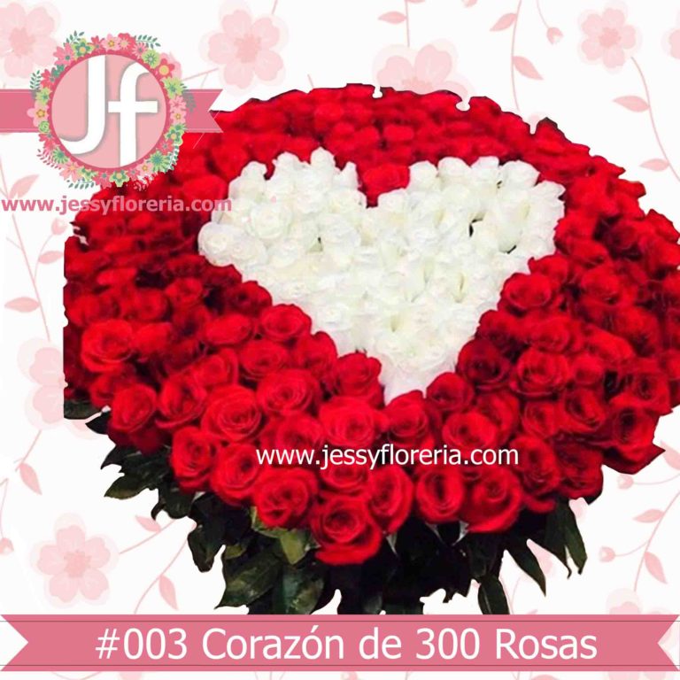 Canasta de 300 rosas con corazón
