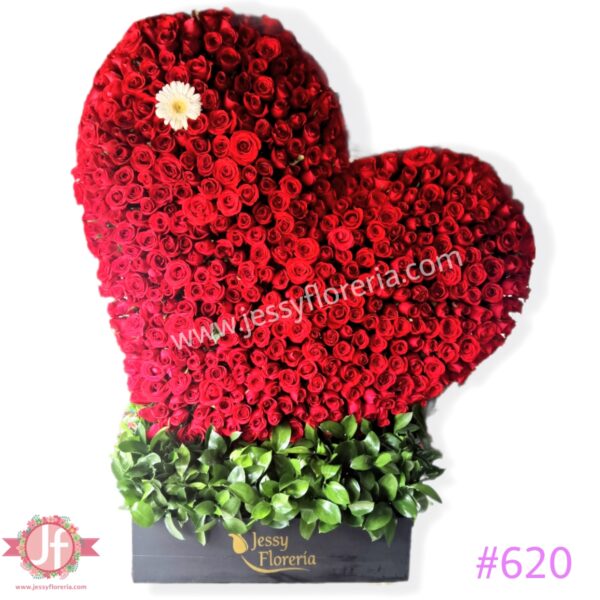 #620 Corazón 500 rosas rojas