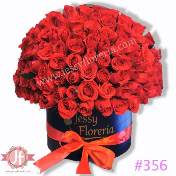 Caja circular 100 rosas rojas
