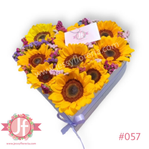 Caja corazón con girasoles