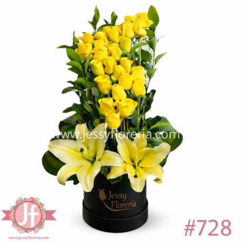 Diseño con 25 rosas amarillas en espiral