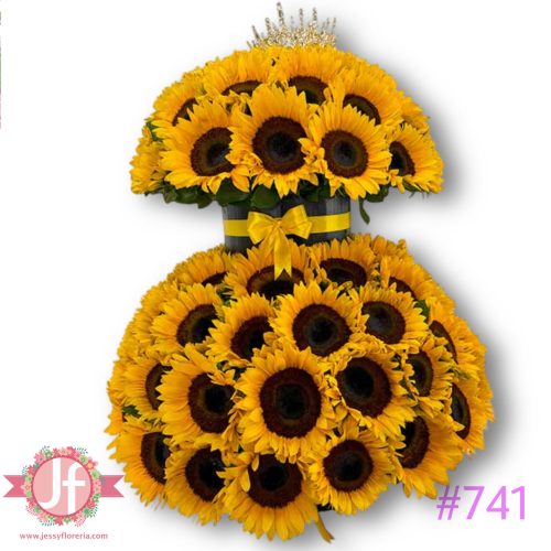 Maxicaja 2 pisos de girasoles y corona