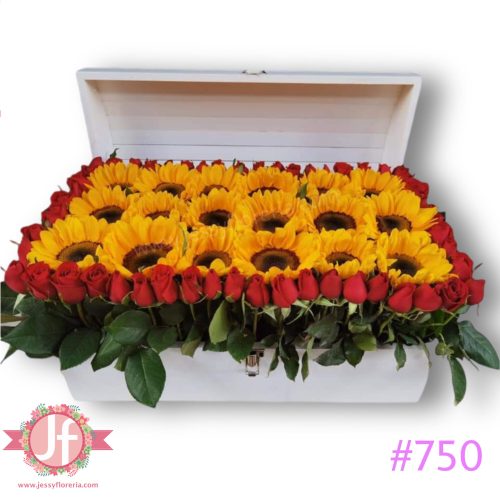Cofre 18 girasoles y rosas