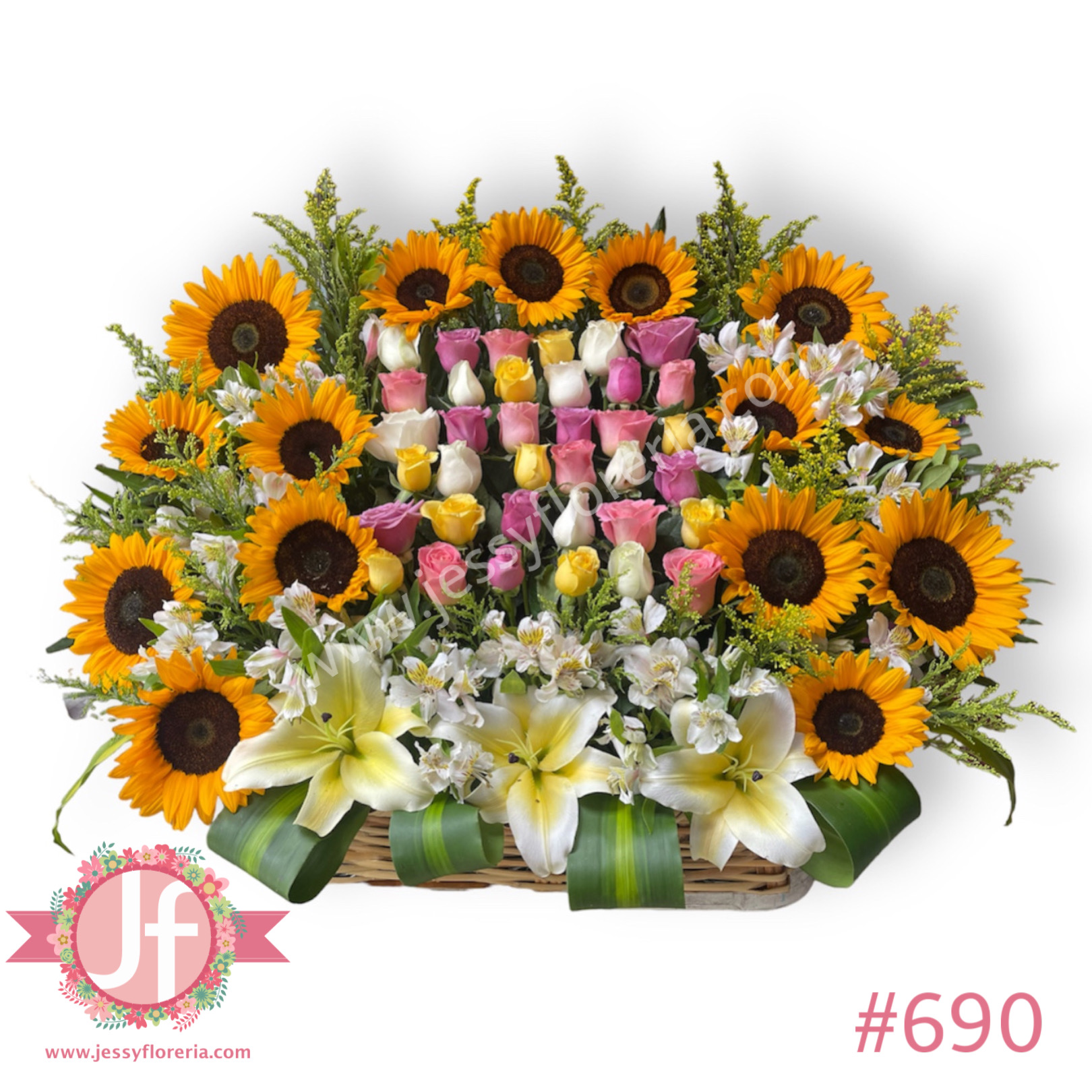 Canasta 36 rosas y 15 girasoles