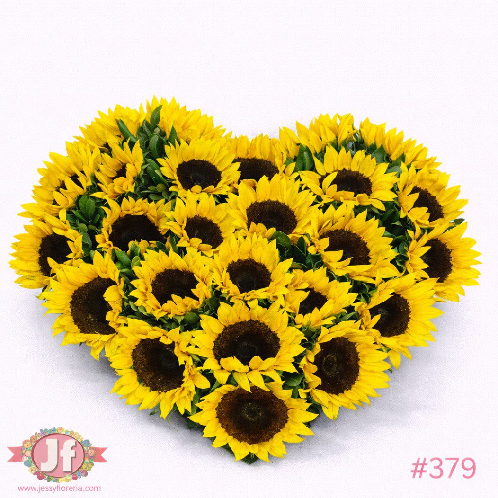 Caja de corazón con girasoles