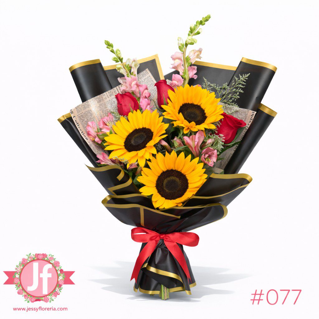 Bouquet girasoles y rosas