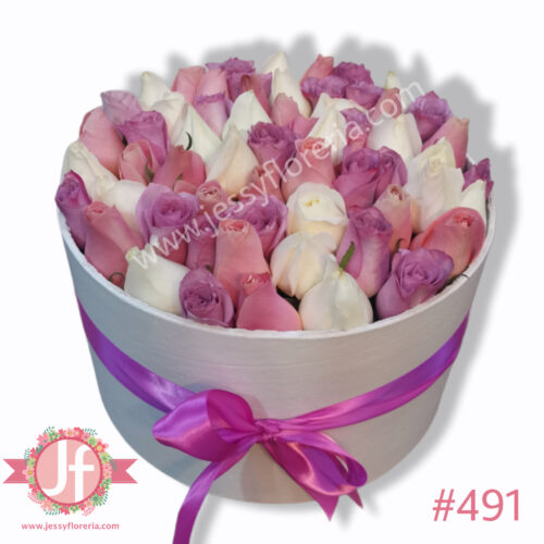 Caja con 40 rosas rositas