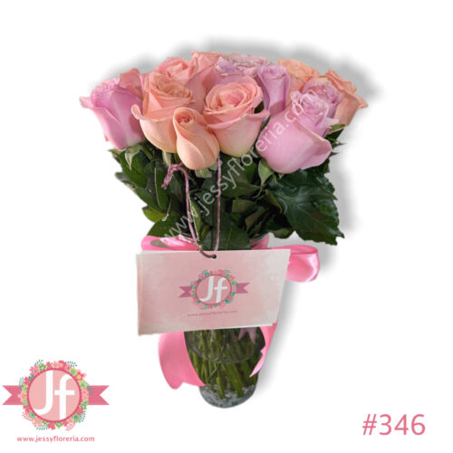 Florero de 24 rosas rositas - Image 3