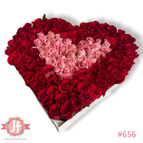 Corazón 130 rosas rojas y rositas