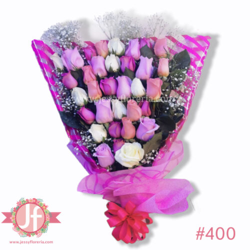 Bouquet 33 rosas tonos claros