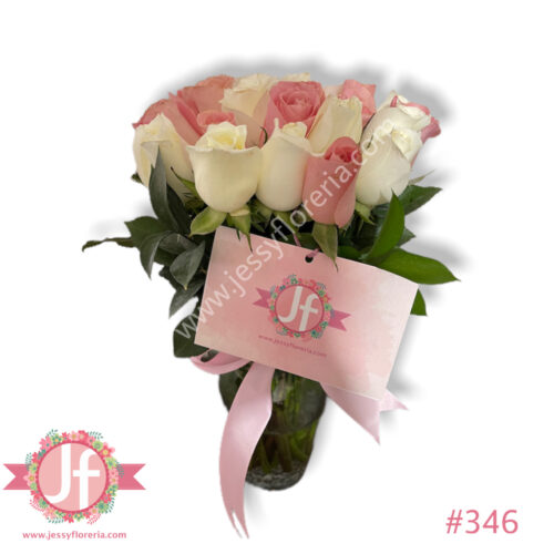 Florero de 24 rosas rositas - Image 2